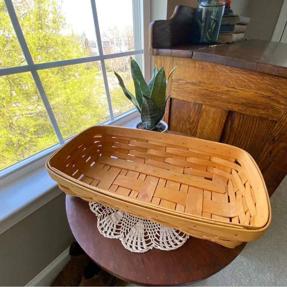 Longaberger Bread Basket Elegant Brown Woven Basket Large Circa 1999